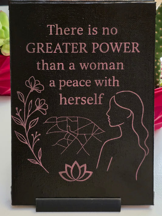 Inspirational Wall Art for Women – Laser Engraved Canvas with Base | Empowering Gift for Her | Peaceful Home Décor | 5x7 inch