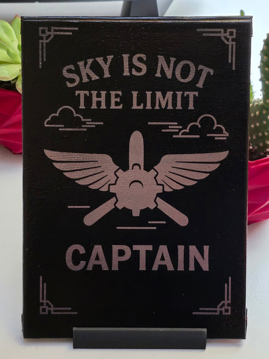 Pilot-Inspired Laser Engraved Canvas – "Sky Is Not the Limit" Aviation Art with 3D Printed Base | Gift for Him | Motivational Decor