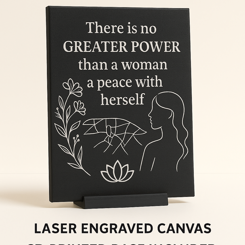 Inspirational Wall Art for Women – Laser Engraved Canvas with Base | Empowering Gift for Her | Peaceful Home Décor | 5x7 inch