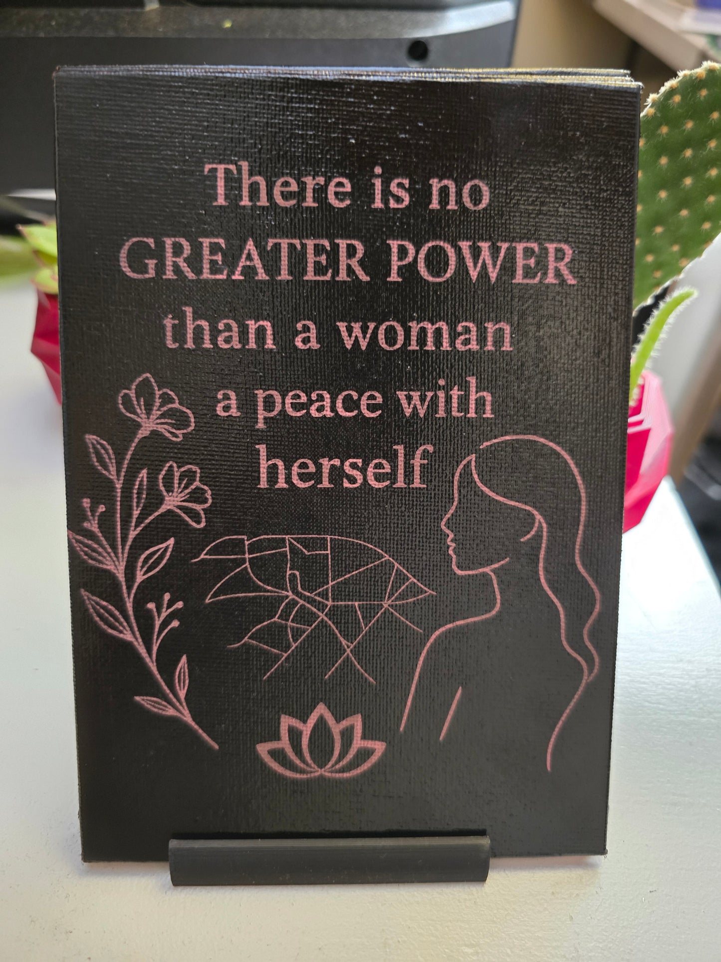 Inspirational Wall Art for Women – Laser Engraved Canvas with Base | Empowering Gift for Her | Peaceful Home Décor | 5x7 inch