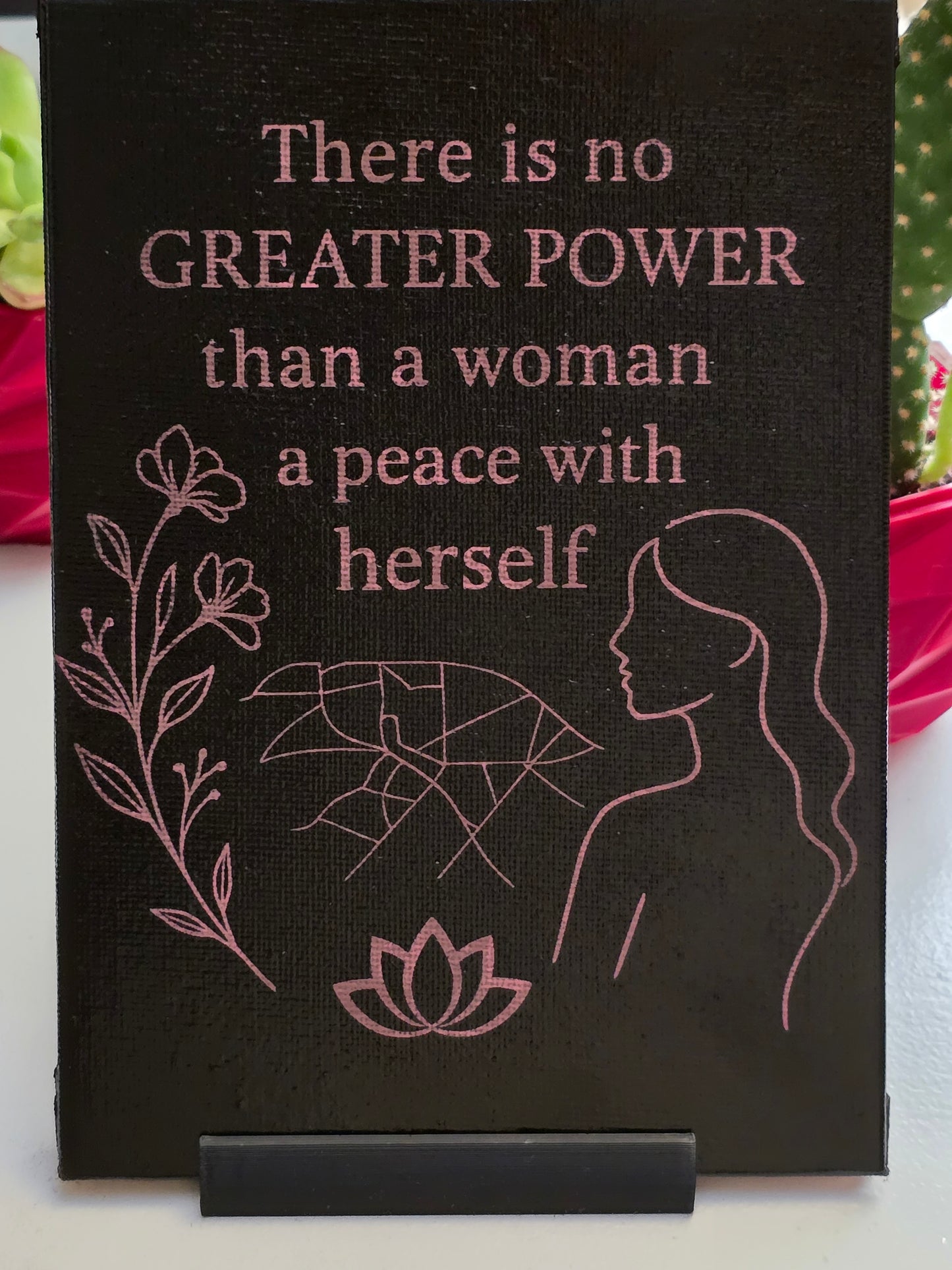 Inspirational Wall Art for Women – Laser Engraved Canvas with Base | Empowering Gift for Her | Peaceful Home Décor | 5x7 inch